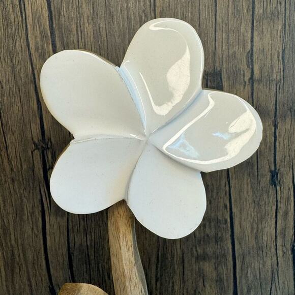 Home Decor Mango Wood Daisy Flower Sitter NEW FAST SHIP - Picture 2 of 7